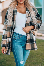 Load image into Gallery viewer, Plaid Print Buttoned Shirt Jacket - Fashion Queen - 7