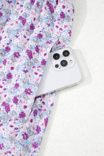 Load image into Gallery viewer, Purple Floral Short Bubble Sleeve Shirred High Waist Maxi Dress - Fashion Queen -  17