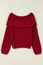 Load image into Gallery viewer, Racing Red Off-the-shoulder Knit Sweater - Fashion Queen - 6