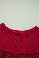 Load image into Gallery viewer, Racing Red Off-the-shoulder Knit Sweater - Fashion Queen - 8