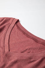 Load image into Gallery viewer, Racing Red Side Slits V Neck Loose Fit Tunic Top - Fashion Queen - 6