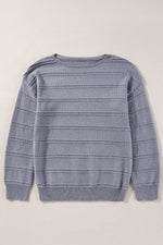 Load image into Gallery viewer, Real Teal Boat Neck Drop Shoulder Pointelle Knit Sweater - Fashion Queen - 16