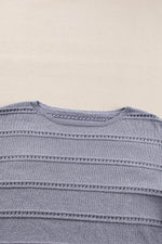 Load image into Gallery viewer, Real Teal Boat Neck Drop Shoulder Pointelle Knit Sweater - Fashion Queen - 18