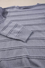 Load image into Gallery viewer, Real Teal Boat Neck Drop Shoulder Pointelle Knit Sweater - Fashion Queen - 19