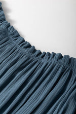 Load image into Gallery viewer, Real Teal Frilled Neckline 3/4 Sleeve Layered Ruched Mini Dress - Fashion Queen - 8