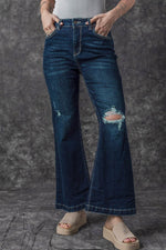 Load image into Gallery viewer, Real Teal High Rise Ripped Bell Bottom Jeans - Fashion Queen - 1