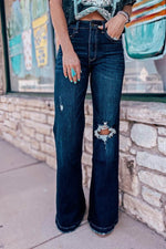 Load image into Gallery viewer, Real Teal High Rise Ripped Bell Bottom Jeans - Fashion Queen - 6
