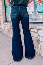 Load image into Gallery viewer, Real Teal High Rise Ripped Bell Bottom Jeans - Fashion Queen - 7