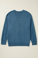 Load image into Gallery viewer, Real Teal Open Knit V Neck Button Front Drop Shoulder Plus Size Cardigan - Fashion Queen - 11