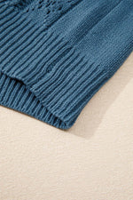 Load image into Gallery viewer, Real Teal Open Knit V Neck Button Front Drop Shoulder Plus Size Cardigan - Fashion Queen - 12