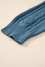 Load image into Gallery viewer, Real Teal Open Knit V Neck Button Front Drop Shoulder Plus Size Cardigan - Fashion Queen - 14