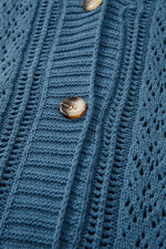 Load image into Gallery viewer, Real Teal Open Knit V Neck Button Front Drop Shoulder Plus Size Cardigan - Fashion Queen - 15