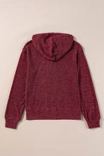Load image into Gallery viewer, Red Dahlia Ribbed Zip Up Front Drawstring Hoodie - Fashion Queen - 10