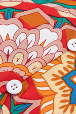 Load image into Gallery viewer, Red Floral Print Batwing Sleeve V Neck Blouse - Fashion Queen - 16