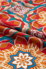 Load image into Gallery viewer, Red Floral Print Batwing Sleeve V Neck Blouse - Fashion Queen - 17