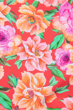 Load image into Gallery viewer, Red Floral Ruffle Trim Cutout Knotted One Piece Swimsuit - Fashion Queen - 16