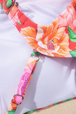 Load image into Gallery viewer, Red Floral Ruffle Trim Cutout Knotted One Piece Swimsuit - Fashion Queen - 17