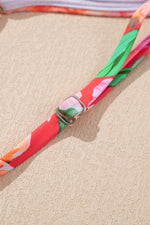 Load image into Gallery viewer, Red Floral Ruffle Trim Cutout Knotted One Piece Swimsuit - Fashion Queen - 18