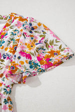 Load image into Gallery viewer, Red Floral Short Sleeve V Neck High Waist Maxi Dress - Fashion Queen - 10