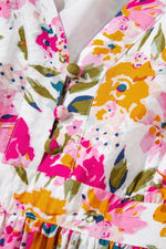 Load image into Gallery viewer, Red Floral Short Sleeve V Neck High Waist Maxi Dress - Fashion Queen - 11