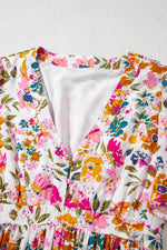 Load image into Gallery viewer, Red Floral Short Sleeve V Neck High Waist Maxi Dress - Fashion Queen - 9