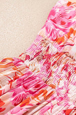 Load image into Gallery viewer, Red Floral Spaghetti Strap Surplice Neck Shirred Waist Mini Dress - Fashion Queen - 10