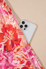 Load image into Gallery viewer, Red Floral Spaghetti Strap Surplice Neck Shirred Waist Mini Dress - Fashion Queen - 15