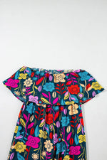 Load image into Gallery viewer, Red Mix Tropical Print Strapless Ruffled Jumpsuit - Fashion Queen - 13