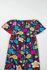 Load image into Gallery viewer, Red Mix Tropical Print Strapless Ruffled Jumpsuit - Fashion Queen - 14