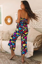 Load image into Gallery viewer, Red Mix Tropical Print Strapless Ruffled Jumpsuit - Fashion Queen - 2