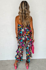 Load image into Gallery viewer, Red Mix Tropical Print Strapless Ruffled Jumpsuit - Fashion Queen - 9