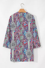 Load image into Gallery viewer, Red Paisley Print Open Front Kimono - Fashion Queen - 8