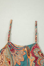 Load image into Gallery viewer, Red Paisley Printed Spaghetti Straps Elegant Wide Leg Jumpsuit - Fashion Queen - 12