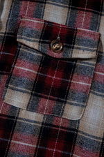 Load image into Gallery viewer, Red Plaid Print Chest Pocket Buttoned Hooded Shacket - Fashion Queen - 10