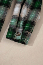 Load image into Gallery viewer, Red Plaid Print Chest Pocket Buttoned Hooded Shacket - Fashion Queen - 19