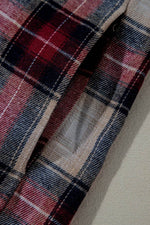 Load image into Gallery viewer, Red Plaid Print Chest Pocket Buttoned Hooded Shacket - Fashion Queen - 9