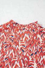 Load image into Gallery viewer, Red Plus Size Abstract Print Notch V Neck High Waist Maxi Dress - Fashion Queen - 10