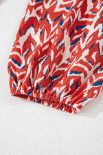 Load image into Gallery viewer, Red Plus Size Abstract Print Notch V Neck High Waist Maxi Dress - Fashion Queen - 8