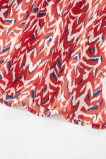 Load image into Gallery viewer, Red Plus Size Abstract Print Notch V Neck High Waist Maxi Dress - Fashion Queen - 9