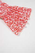 Load image into Gallery viewer, Red Plus Size Floral V Neck Flared Bracelet Sleeve Blouse - Fashion Queen - 16