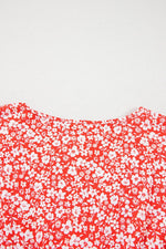 Load image into Gallery viewer, Red Plus Size Floral V Neck Flared Bracelet Sleeve Blouse - Fashion Queen - 18