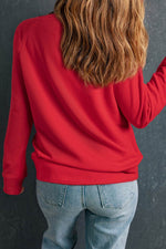 Load image into Gallery viewer, Red Solid Round Neck Raglan Sleeve Sweatshirt - Fashion Queen - 2