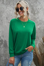 Load image into Gallery viewer, Red Solid Round Neck Raglan Sleeve Sweatshirt - Fashion Queen - 6