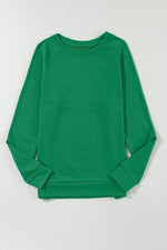 Load image into Gallery viewer, Red Solid Round Neck Raglan Sleeve Sweatshirt - Fashion Queen - 7
