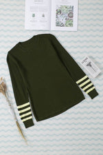 Load image into Gallery viewer, Red Striped Sleeve Plain Knit Sweater - Fashion Queen - 15