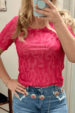 Load image into Gallery viewer, Red Western Girls Mesh T Shirt - Fashion Queen - 1