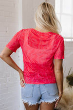 Load image into Gallery viewer, Red Western Girls Mesh T Shirt - Fashion Queen - 13