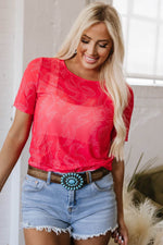 Load image into Gallery viewer, Red Western Girls Mesh T Shirt - Fashion Queen - 18