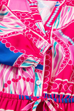 Load image into Gallery viewer, Rose Boho Abstract Printed Puff Sleeve Drawstring Waist Ruffled Mini Dress - Fashion Queen - 9