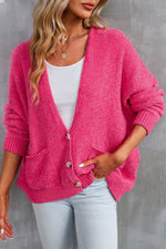 Load image into Gallery viewer, Rose Buttons Front Pocketed Sweater Cardigan - Fashion Queen - 1